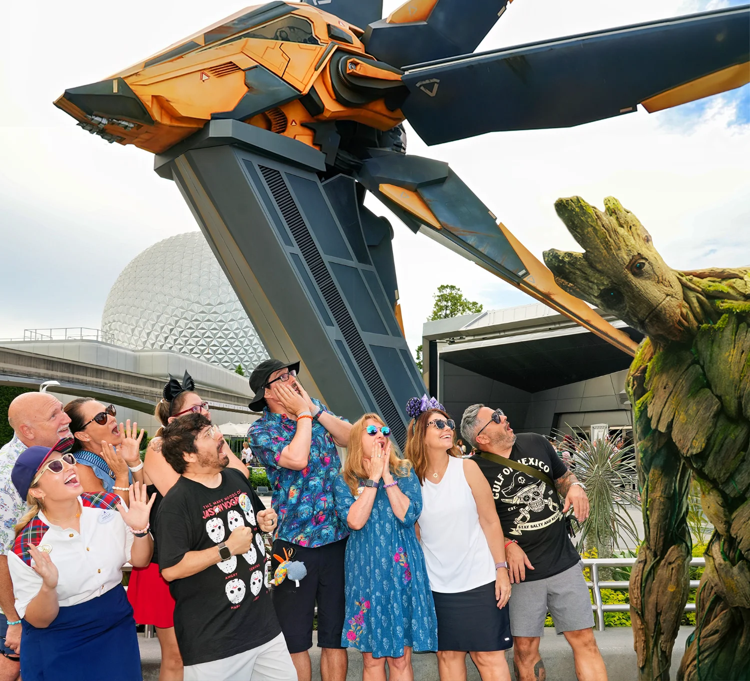 Elizabeth and a travel group at EPCOT